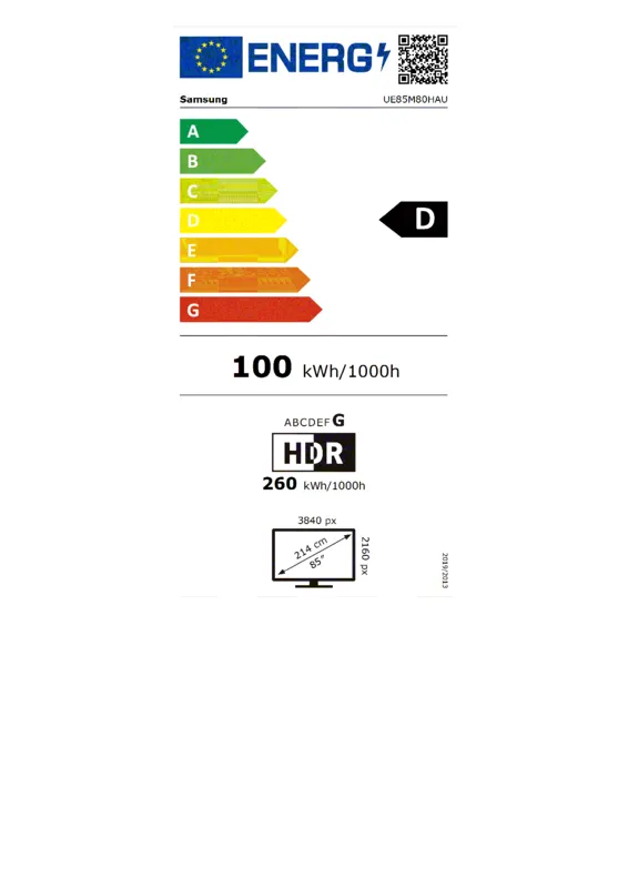 Samsung UE85M80HAUXXN energielabel
