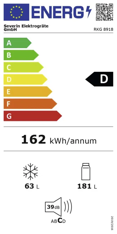 Severin RKG 8918 energielabel