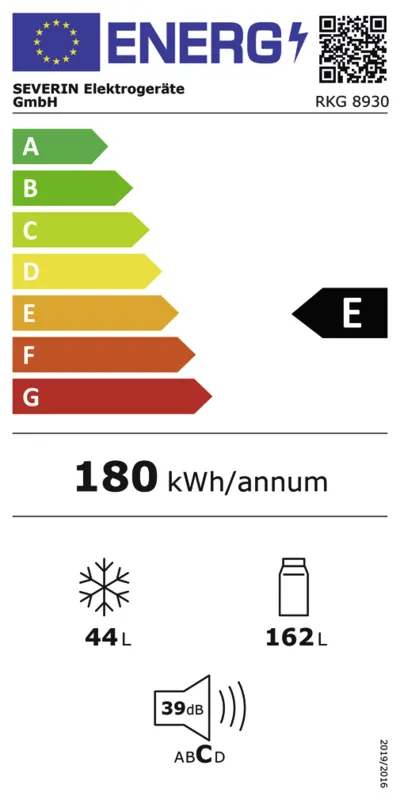Severin RKG 8930 energielabel