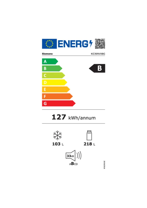 Siemens KG36NVXBG energielabel