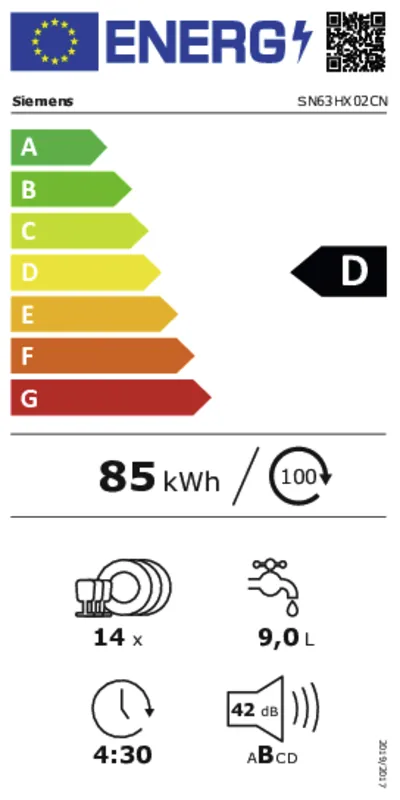 Siemens SN63HX02CN energielabel