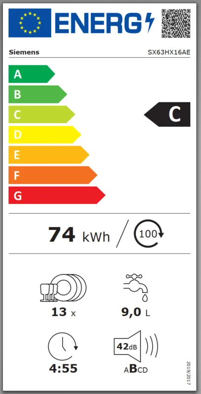 Siemens SX63HX16AE energielabel