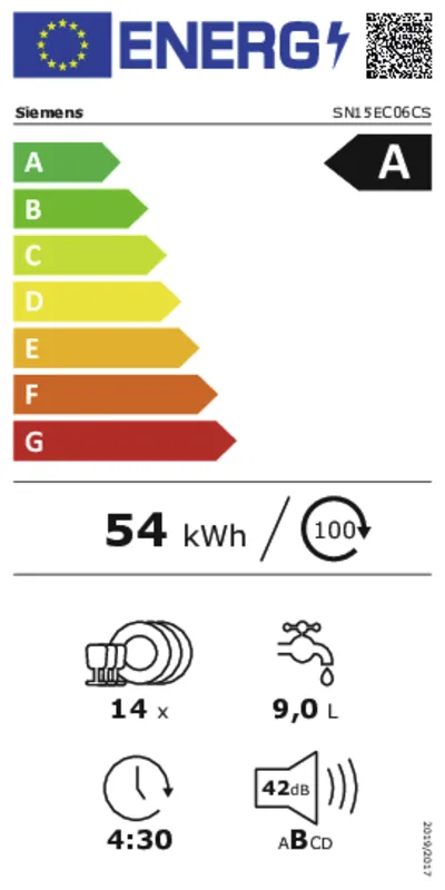 Siemens SN15EC06CS energielabel