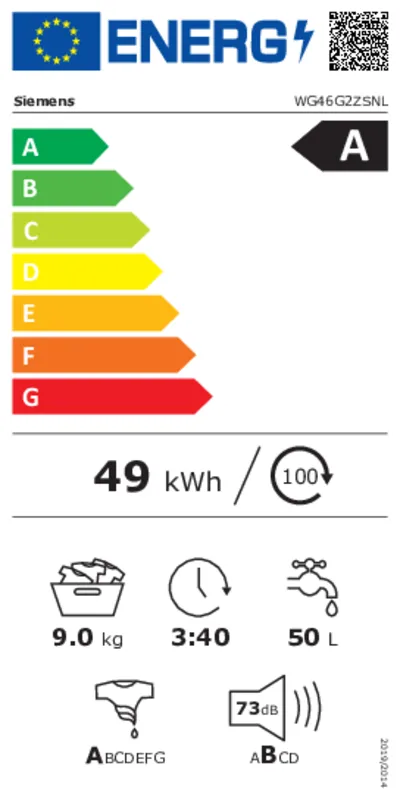 Siemens WG46G2ZSNL energielabel