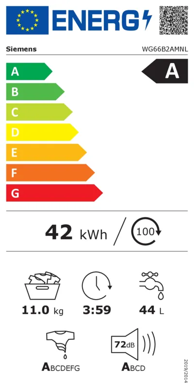 Siemens WG66B2AMNL energielabel