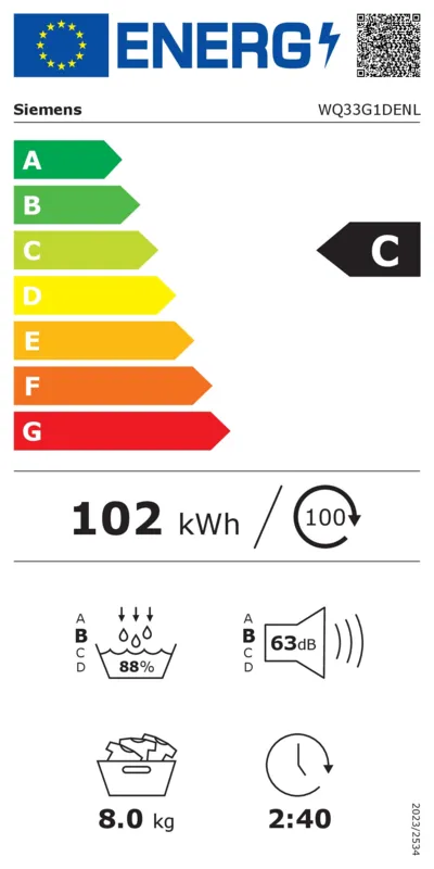 Siemens WQ33G1DENL energielabel