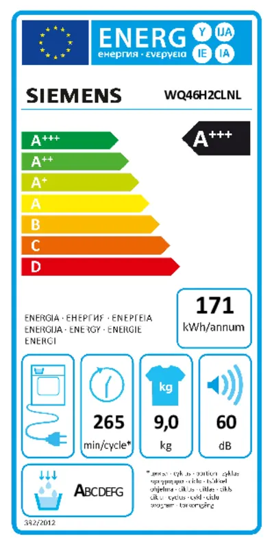 Siemens WQ46H2CLNL energielabel