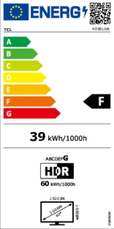 TCL 40S5L energielabel