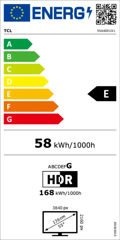 TCL 55A400U energielabel