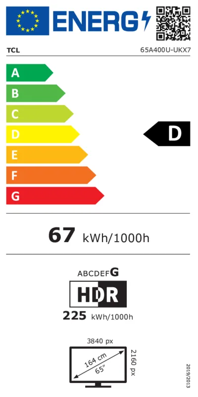 TCL 65A400U energielabel