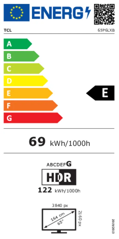 TCL 65P6L energielabel