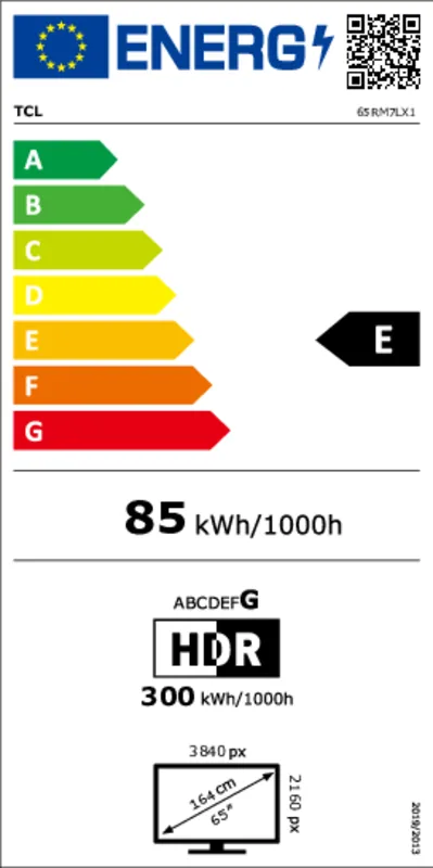TCL 65RM7L energielabel