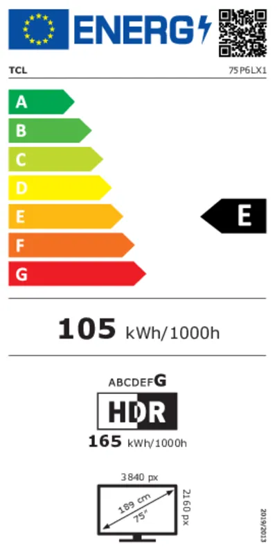TCL 75P6L energielabel