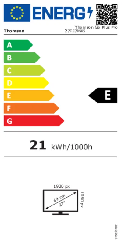 Thomson 27FE7M45 energielabel