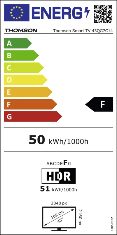 Thomson 43QG7C14 energielabel