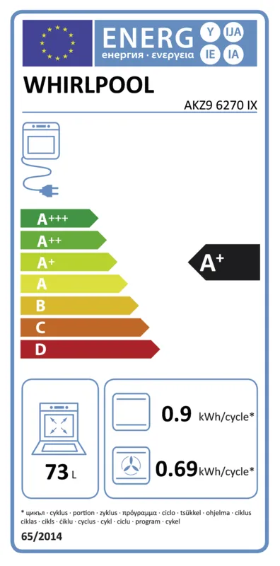 Whirlpool AKZ9 6270 IX energielabel