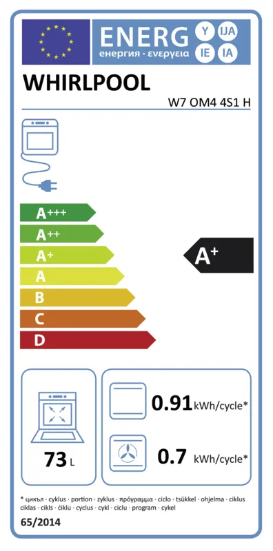 Whirlpool W7 OM4 4S1 H energielabel