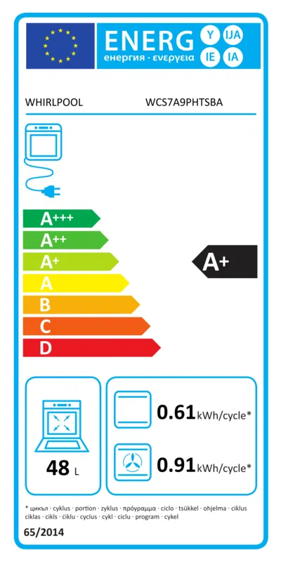 Whirlpool WCS7A9PHTSBA energielabel