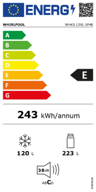 Whirlpool WHKS 1361 XP4E energielabel