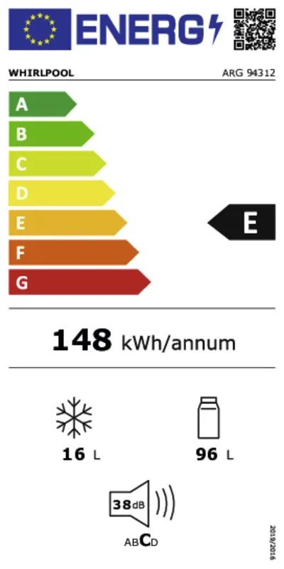 Whirlpool ARG94312 energielabel