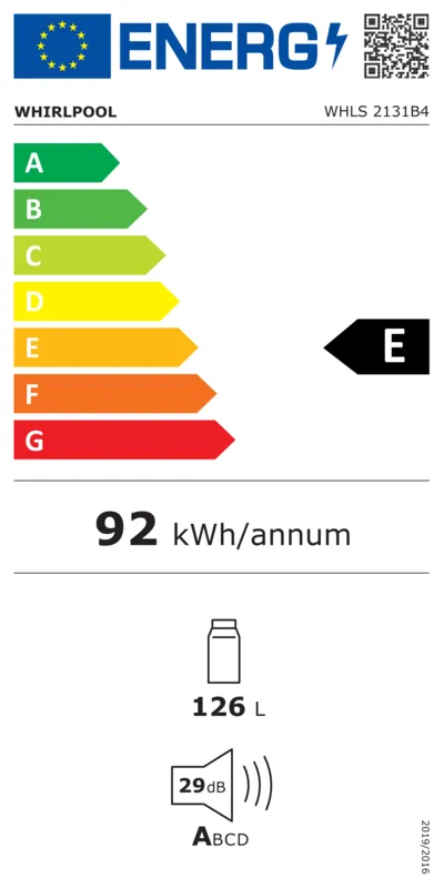 Whirlpool WHLS 2131B4 energielabel