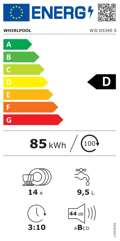 Whirlpool W3I D534S S energielabel