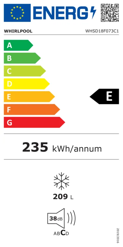 Whirlpool WHSD18F073C1 energielabel