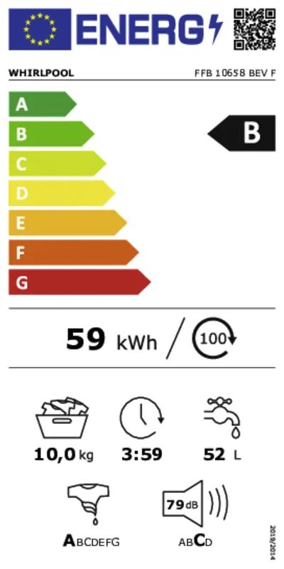 Whirlpool FFB 10658 BEV F energielabel