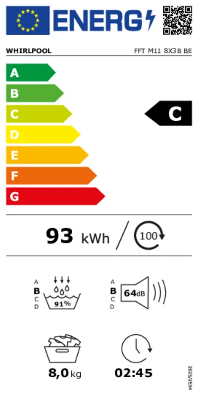 Whirlpool FFT M11 8X3B BE energielabel